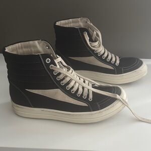 Stylish Black and White High-Top Sneakers
